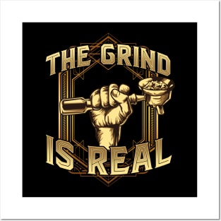 The Grind is Real Funny Baristar Coffee Bar Gift Coffeemaker Posters and Art